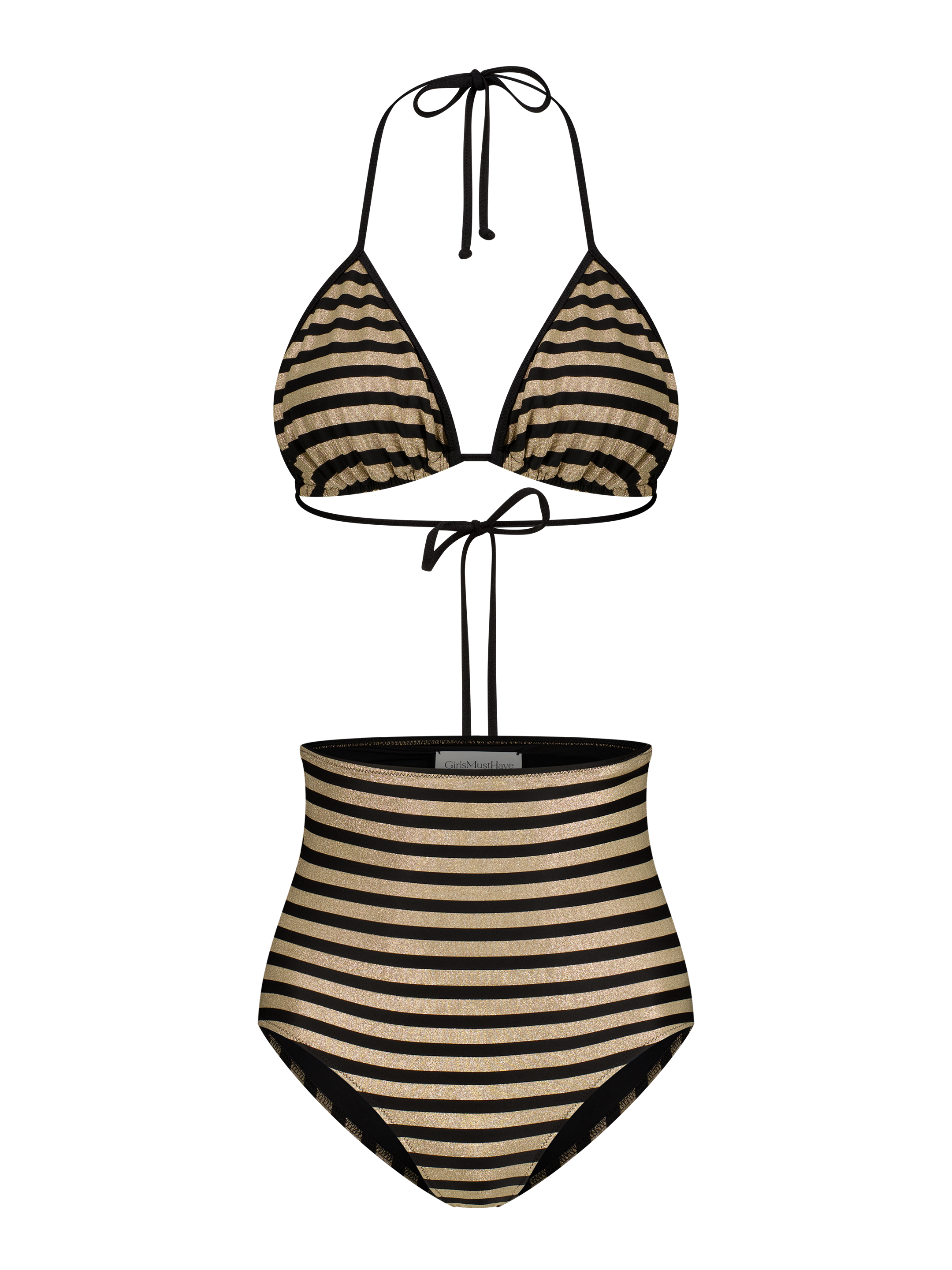Bikini Luxe Streifen Schwarz Gold Dubai GirlsMustHave