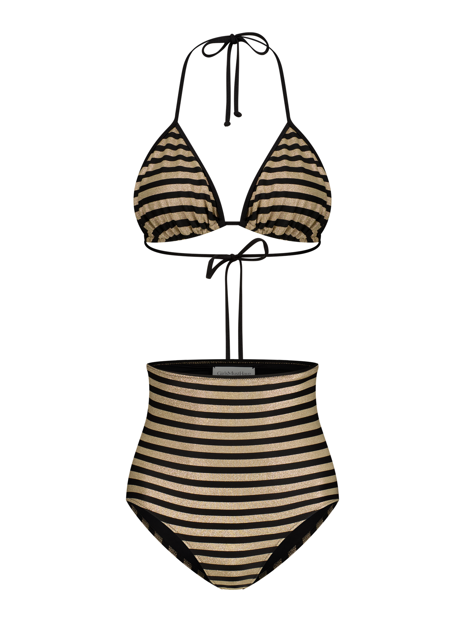 Bikini Luxe Streifen Schwarz Gold Dubai GirlsMustHave 