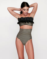 Bikini Luxe Streifen Schwarz Gold Dubai GirlsMustHave 