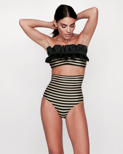 Bikini Luxe Streifen Schwarz Gold Dubai GirlsMustHave 