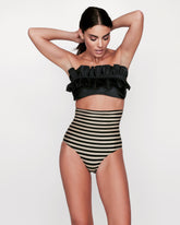 Bikini Luxe Schwarz Gold Dubai streifen Giselle Los Cabos GirlsMustHave
