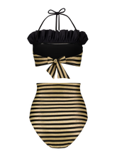Bikini Luxe Streifen Schwarz Gold Dubai GirlsMustHave 