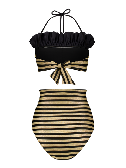 Bikini Luxe Streifen Schwarz Gold Dubai GirlsMustHave 