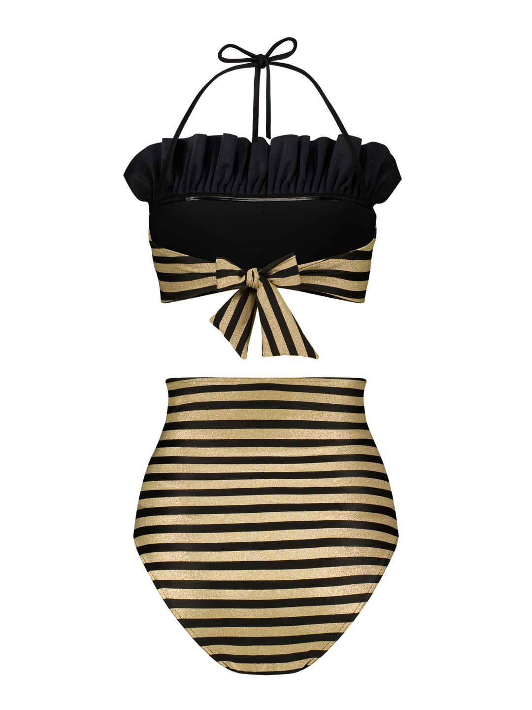 Bikini Luxe Streifen Schwarz Gold Dubai GirlsMustHave 