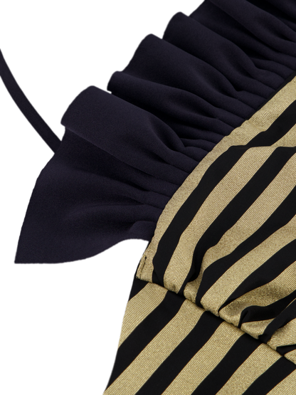 Bikini Luxe Streifen Schwarz Gold Dubai GirlsMustHave 