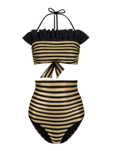 Bikini Luxe Streifen Schwarz Gold Dubai GirlsMustHave 