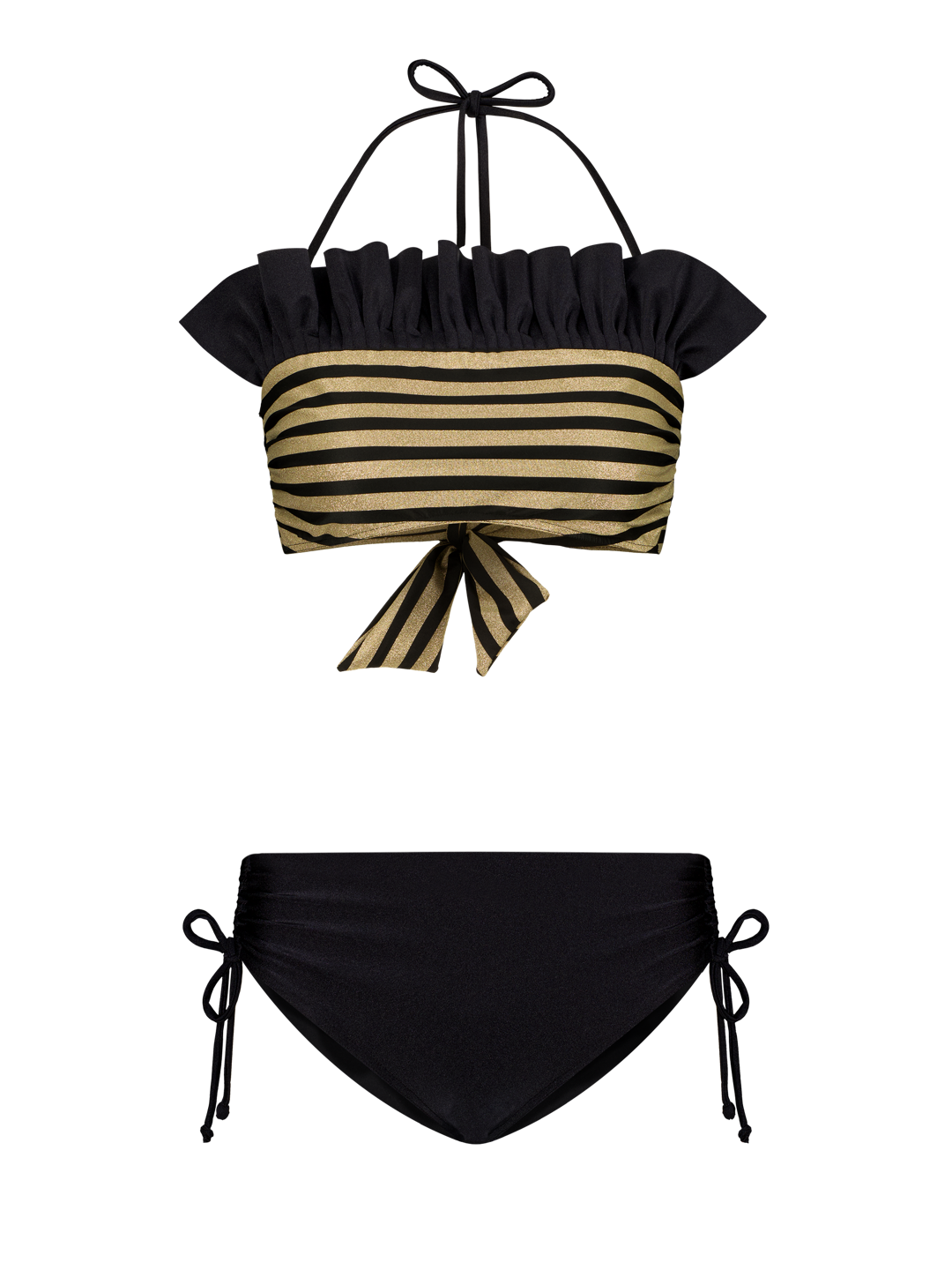 Bikini Luxe Streifen Schwarz Gold Dubai GirlsMustHave 