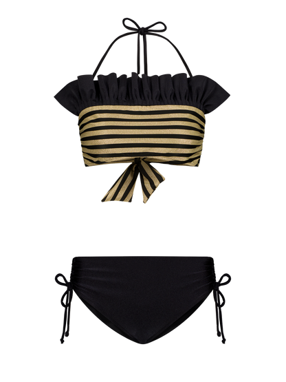 Bikini Luxe Streifen Schwarz Gold Dubai GirlsMustHave 