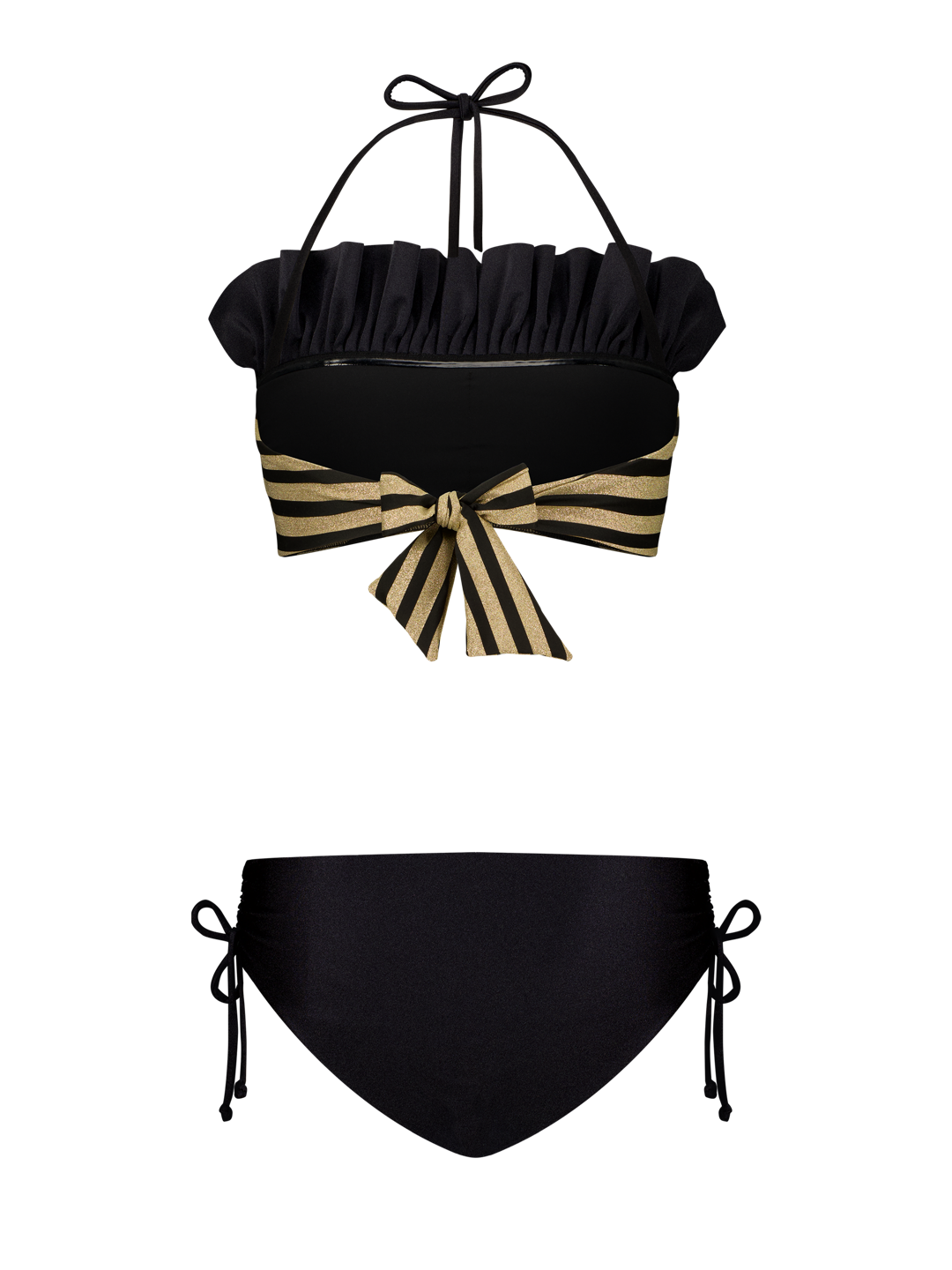 Bikini Luxe Streifen Schwarz Gold Dubai GirlsMustHave 