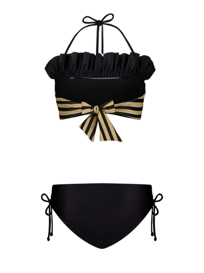 Bikini Luxe Streifen Schwarz Gold Dubai GirlsMustHave 